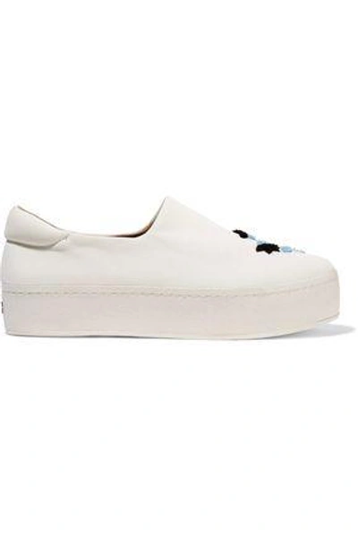 Shop Opening Ceremony Woman Cici Embroidered Twill Platform Slip-on Sneakers White