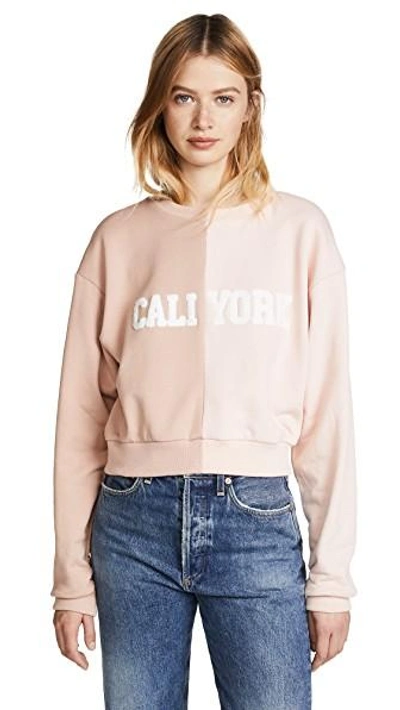Shop Cynthia Rowley Cali York Sweatshirt In Tan/blush