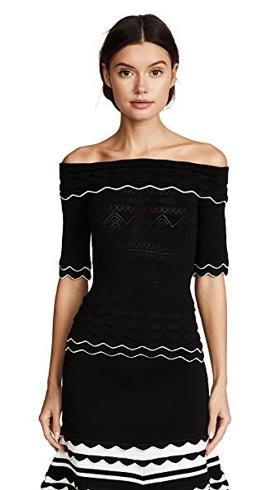 Shop Yigal Azrouël Off The Shoulder Knit Top In Jet
