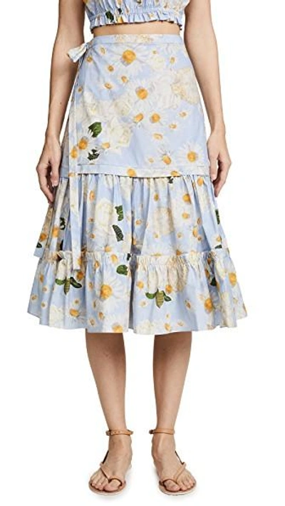 Shop Isolda Cascais Skirt In Blue Floral