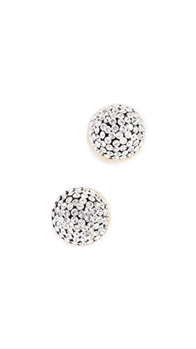 Shop Marc Jacobs Pave Circle Studs In Gold/crystal