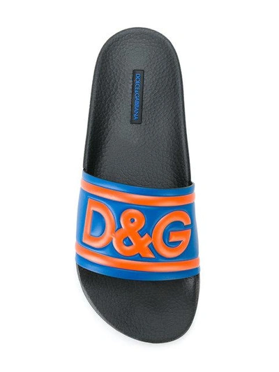 Shop Dolce & Gabbana Branded Slide Sandals In Blue