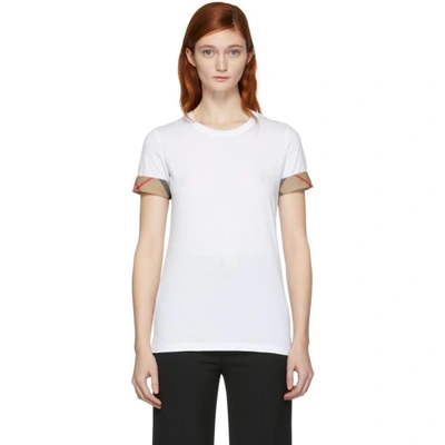 Shop Burberry White Tartan Band T-shirt