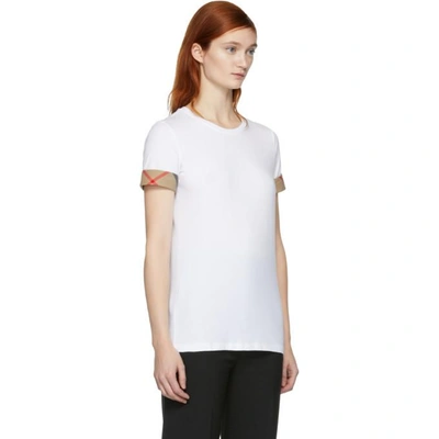 Shop Burberry White Tartan Band T-shirt
