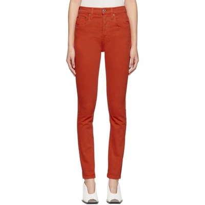Shop Re/done Red Originals High-rise Jeans In Flame