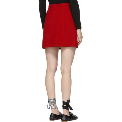 Shop Miu Miu Red A-line Pockets And Bow Miniskirt In F0011 Red