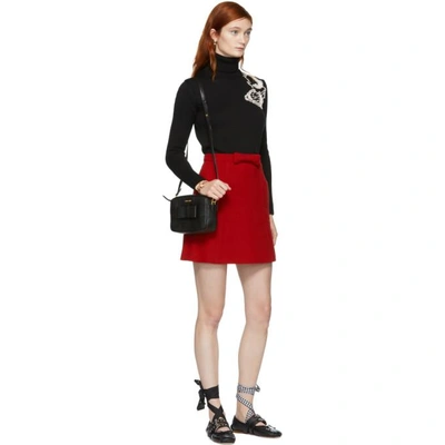 Shop Miu Miu Red A-line Pockets And Bow Miniskirt In F0011 Red