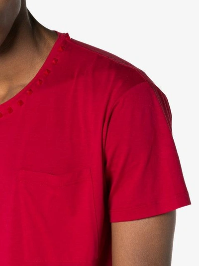 Shop Valentino Rockstud T Shirt With Chest Pocket In Red