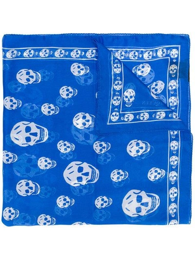 Alexander Mcqueen Skull Print Scarf In Blue