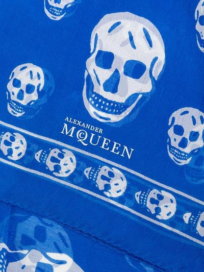 Alexander Mcqueen Skull Print Scarf In Blue
