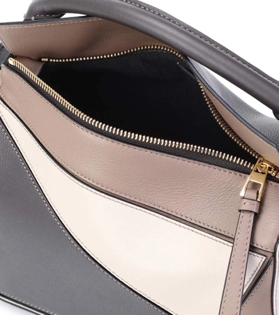 Shop Loewe Puzzle Leather Shoulder Bag In Dark Taupe