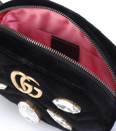 Shop Gucci Marmont Velvet Belt Bag In Eero