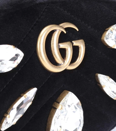 Shop Gucci Marmont Velvet Belt Bag In Eero