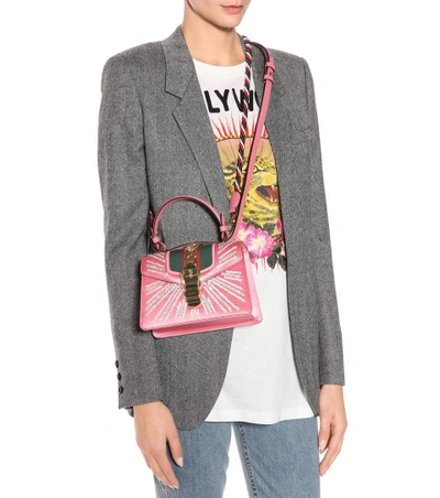 Shop Gucci Sylvie Mini Satin Shoulder Bag In Pink