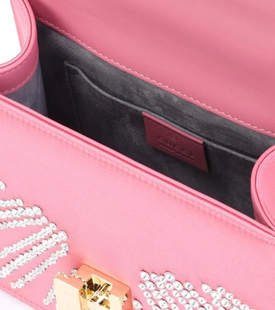 Shop Gucci Sylvie Mini Satin Shoulder Bag In Pink