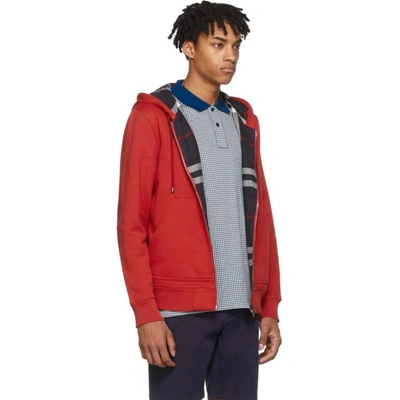 Shop Burberry Red Fordson Core Zip Hoodie In Miltry.red