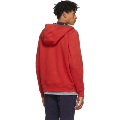 Shop Burberry Red Fordson Core Zip Hoodie In Miltry.red
