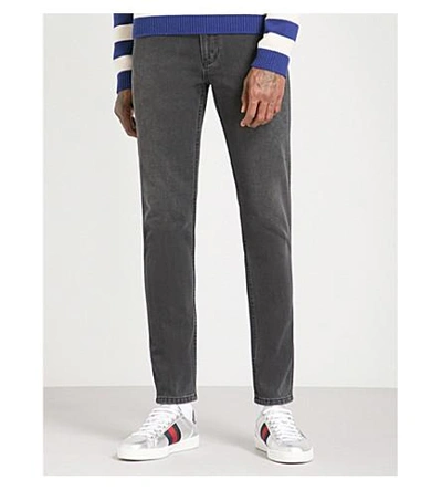 Shop Gucci Faded Slim-fit Skinny Jeans In Black