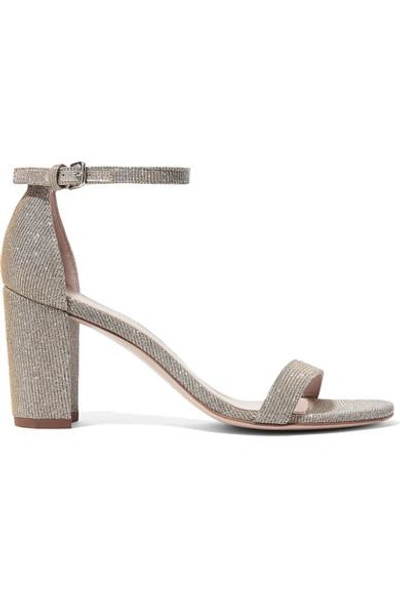 Shop Stuart Weitzman Nearlynude Metallic Lamé Sandals In Silver