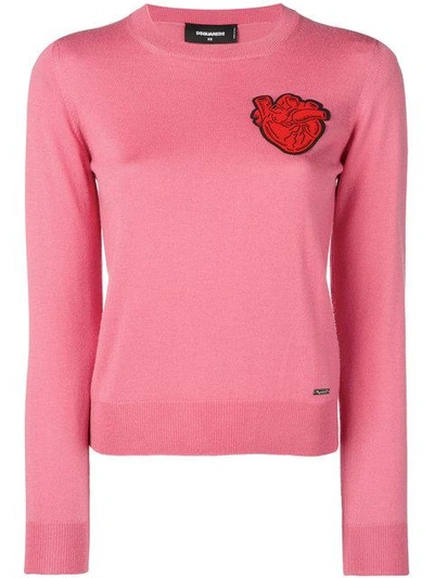 Shop Dsquared2 Heart Patch Sweater - Pink