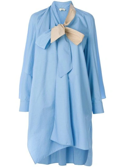 Shop Fendi Poplin Shirt Dress In Blue