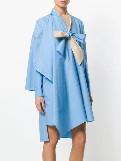 Shop Fendi Poplin Shirt Dress In Blue