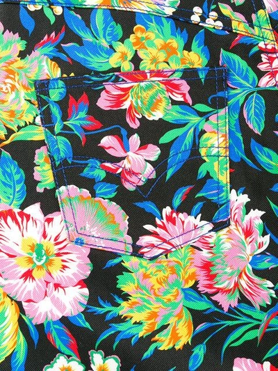 Shop Msgm Flower Print Mini Skirt - Multicolour