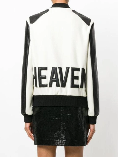 Shop Saint Laurent Heaven Two-tone Bomber Jacket In White
