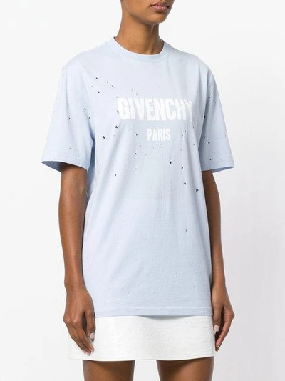 Shop Givenchy Paris Destroyed T-shirt - Blue