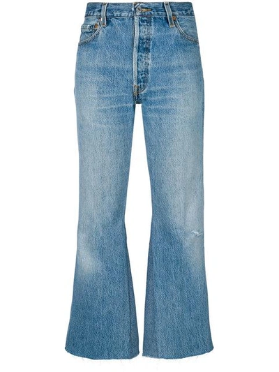 Shop Re/done Lea Crop Flare Jeans - Blue