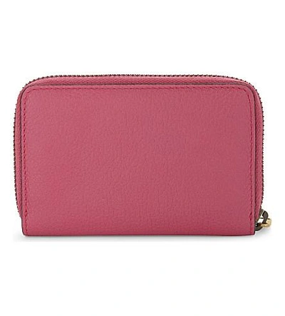Shop Gucci Logo Small Grained Leather Purse In Pink