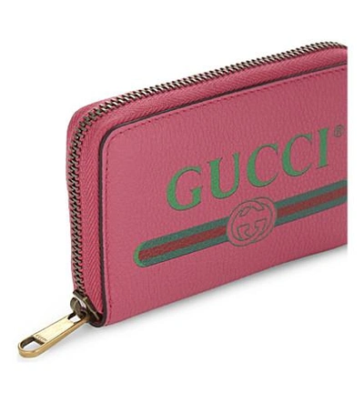 Shop Gucci Logo Small Grained Leather Purse In Pink