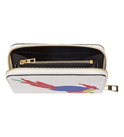 Shop Loewe Paula's Ibiza Parrot Zip-around Leather Wallet In White/multicolor