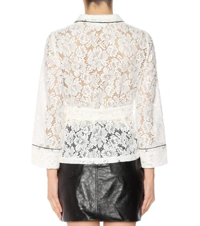 Shop Ganni Jerome Lace Top In White