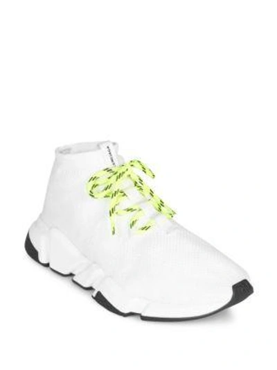 Shop Balenciaga Lace-up Knit Sock Sneakers In White