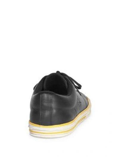 Shop Balenciaga Leather Logo Sole Sneakers In Black