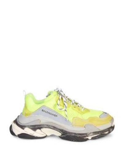 Shop Balenciaga Triple S Runner Sneakers In Yellow