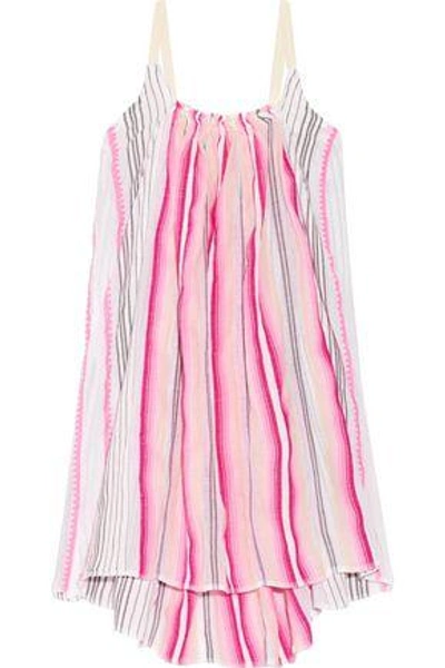 Shop Lemlem Woman Aden Striped Cotton-blend Gauze Mini Dress Pink