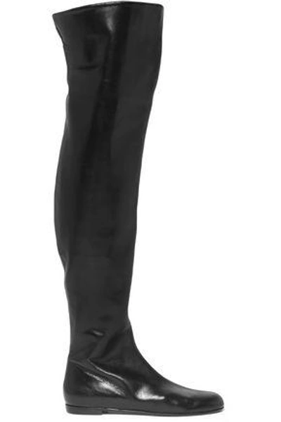 Shop Giuseppe Zanotti Woman Leather Knee Boots Black