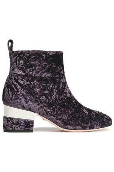 Shop Isa Tapia Woman Crushed Velvet Ankle Boots Violet