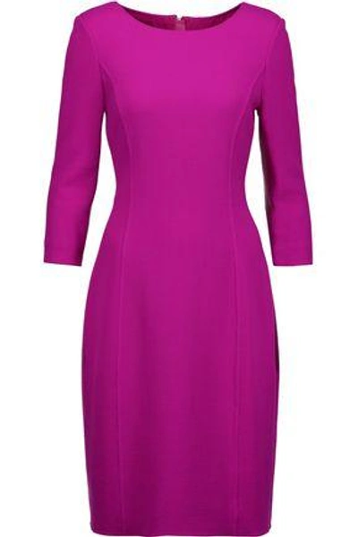 Shop Oscar De La Renta Woman Textured Wool-blend Dress Violet