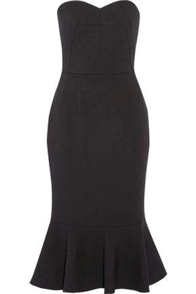 Shop Dolce & Gabbana Stretch-wool Crepe Midi Dress In Black