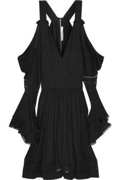 Shop Givenchy Woman Cold-shoulder Jersey Mini Dress Black