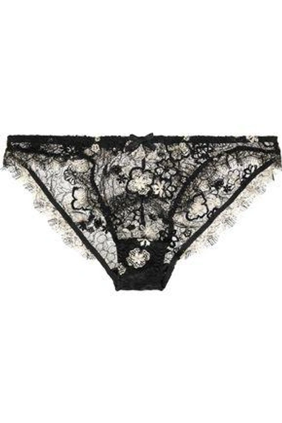 Shop Agent Provocateur Woman Magdelena Embroidered Chantilly Lace Briefs Black