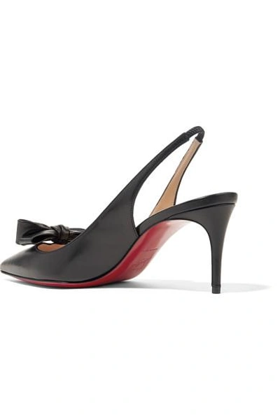 Shop Christian Louboutin Yasiling 70 Bow-embellished Leather Slingback Pumps In Black