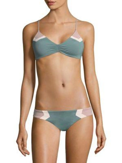 Shop L*space Haley Colorblocked Bikini Top In Slated Glass