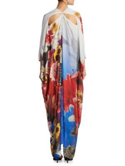 Shop Roberto Cavalli Araki Silk Caftan In Blue Floral