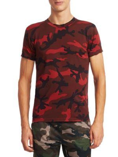 Shop Valentino Camouflage Cotton Tee In Red