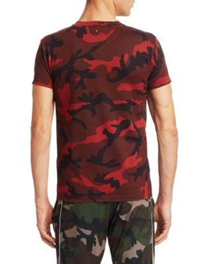 Shop Valentino Camouflage Cotton Tee In Red
