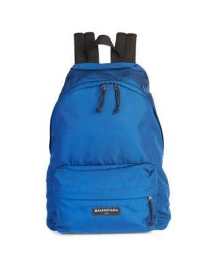 Shop Balenciaga Explorer Backpack In Blue Sulfate